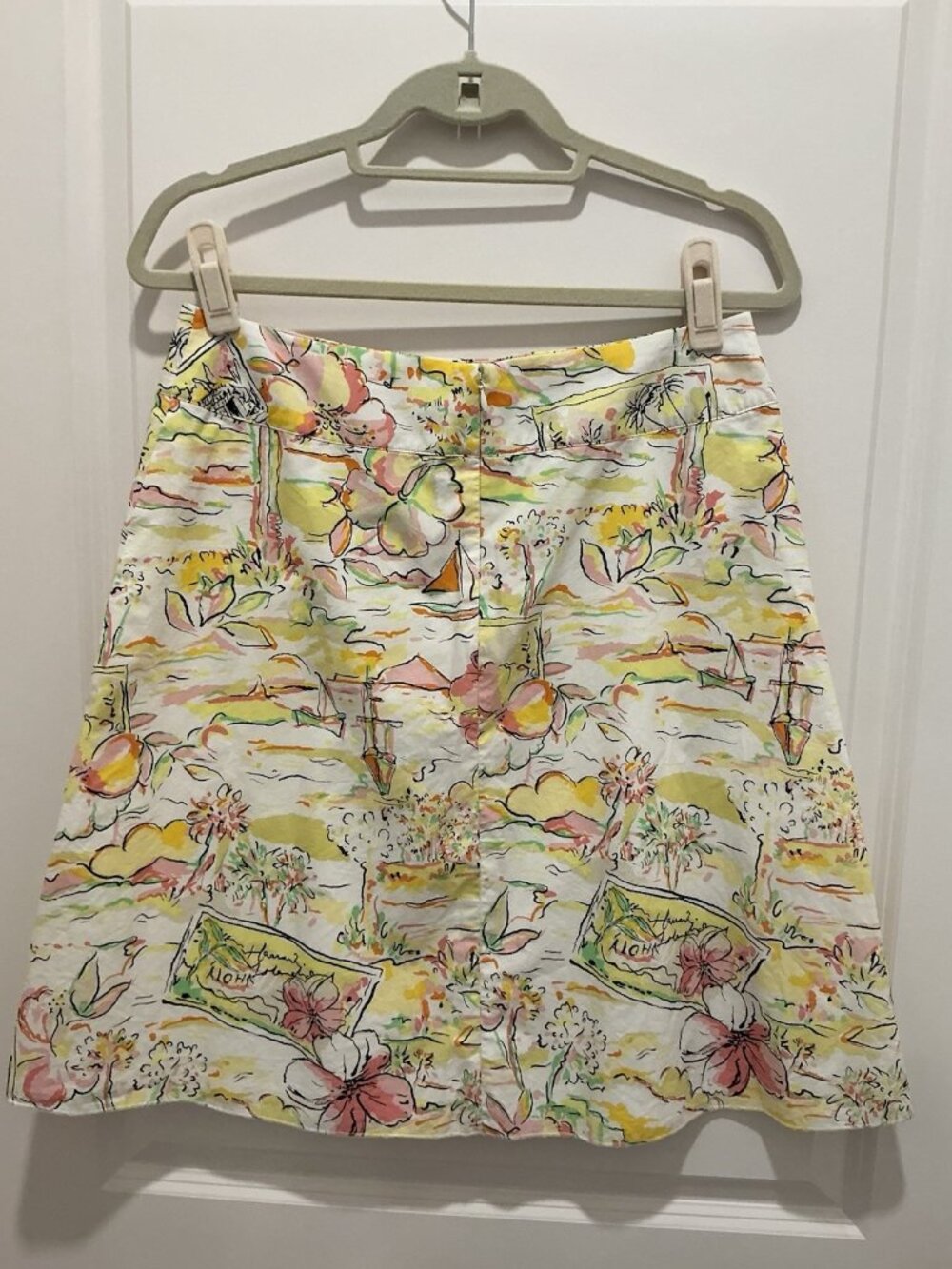 Express Skirt Size 6 Hawaiian Print White Yellow Pink Green A Line - Picture 4 of 9